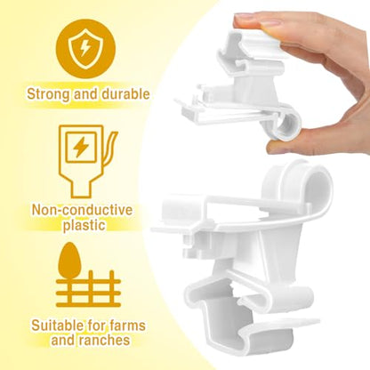 Chunful 200 Pcs T-Post Poly Tape Insulator Large Snap T-Post Holding Electric Fence Insulator for Farm Fence (White) - color: White