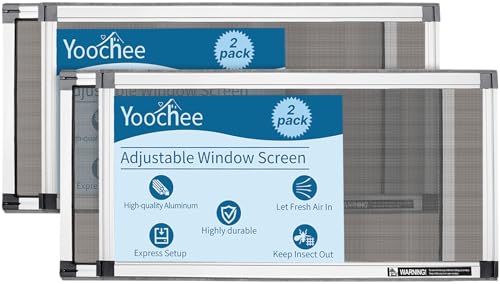 Expandable Window Screen, 2 Pack Adjustable Window Screen (10" H x 19" - 36" W) - Small Replacement Window Screens with Frame, Durable Replacement Screen for Window - size: 2 Packs【10" H x 19" - 36" W】