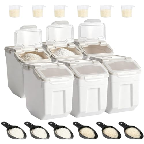 Saim 6Pack 50lb Flour & Rice Storage Container Bin, Grey - color: 6Pack 50lbs Grey
