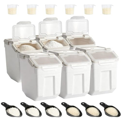 Saim 6Pack 50lb Flour & Rice Storage Container Bin, Grey - color: 6Pack 50lbs Grey