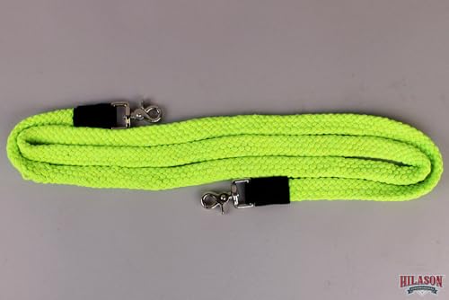 HILASON Braided Flat Cotton Roping Rein Trigger 1" X 7Ft | Horse Racing Barrel Gifts - color: Lime Green