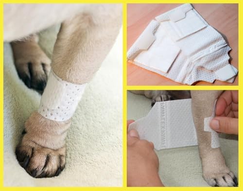 PawFlex Basic Leg Bandages for Dogs, Cats Pets - First-Aid Non Adhesive Fur Friendly, Soft Stretch Wound Care, Hot Spots, Fungus, Adjustable Fastening Strap Value Pack (2XS/XS 20-Pack) - size: 2XS/XS 20-Pack