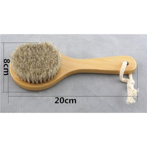7.87” Short Handle Dry Bath Body Brush Scrubber, Wood Handle Soft Horsehair Mane Natural Bristles Shower Brush, Good for Cellulite, Detox, Exfoliating, Blood Circulation, etc. - size: 7.87 Inch Short Handle Wooden Horsehair