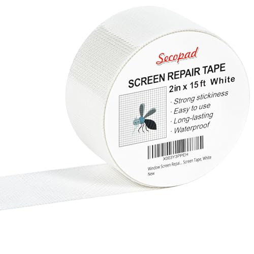 Secopad 2" x 180" (15FT) Screen Repair Tape, Screen Repair Kit, White - color: White, size: 2IN x 15FT
