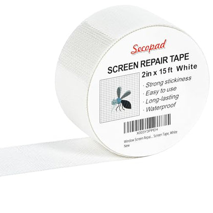 Secopad 2" x 180" (15FT) Screen Repair Tape, Screen Repair Kit, White - color: White, size: 2IN x 15FT