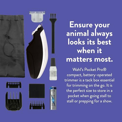Wahl Professional Animal Equine Super Pocket Pro Trimmer | Ideal for Trimming Horse Ears, Eyes, Whiskers and Muzzle, Small and Concealable in Your Hand, Perfect for Quick Touch-Ups