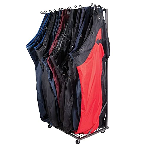 EASY-UP Pro Series Rolling Blanket Hanging Rack | Portable Rolling Design | Holds 12 Blankets | Locking Caster Wheels | Grid Floor Layout | 7-Year Warranty