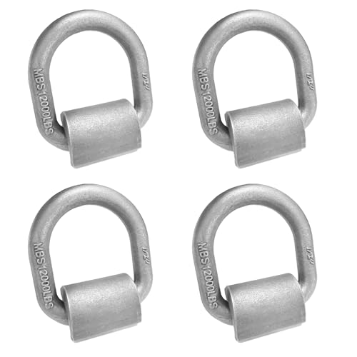 Weld on D Ring Heavy Duty Trailer Truck D Ring 4-Pack Trailer Tie Down Anchor, 1/2" Stake Pocket D Ring, Forged Steel D-Rings with Welding Clip