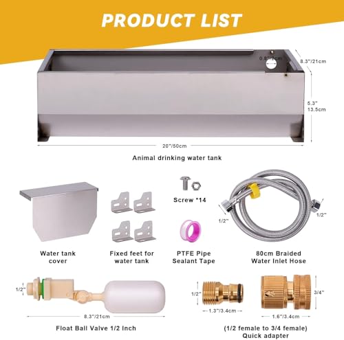 Automatic Livestock Waterer 7.5L Stainless Steel Float Valve Water Bowl