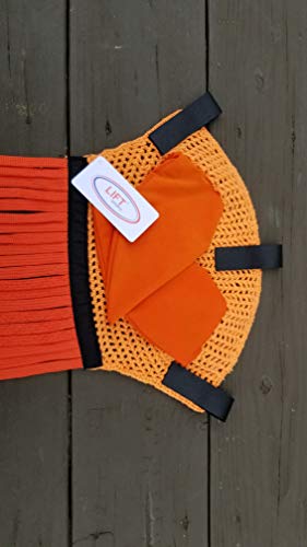 Horse/Full Fly Bonnet with Ears Net with Fringes Fly Veil Mask Hood Cotton Crochet Hand Made Breathable Protect Equestrian Tack Shows (Orange)