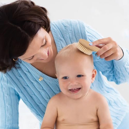 BoAn Wooden Baby Hair Brush,Natural Soft Goat Bristles,Cradle Cap Brush for Newborns & Toddlers,Perfect Scalp Grooming Product for Infant