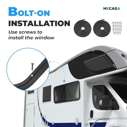 HECASA RV Window 42" W X 22" H Teardrop Horizontal Sliding Window W/ Trim - size: 42" W x 23" H