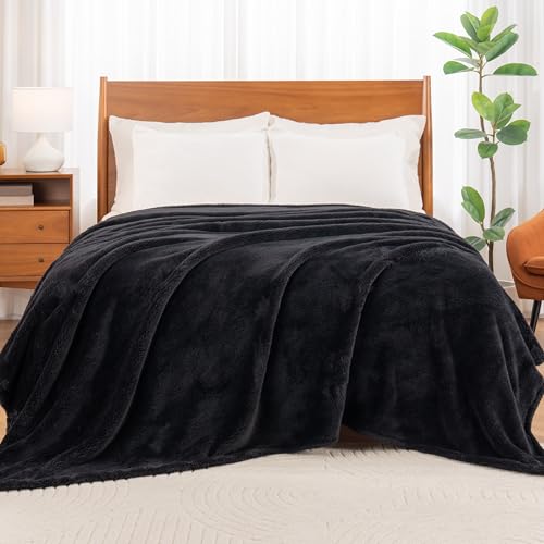 Berkshire Blanket Classic Extra-Fluffy™ Plush Blanket Twin Size, Soft Fuzzy Fluffy Long Hair Blanket for Couch Sofa Bed, Black, 60x92 Inches - color: Black, size: Twin/Twin XL