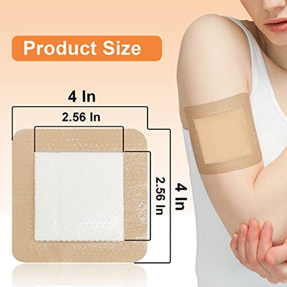 Carbou Silicone Foam Dressing with Gentle Border,4"x4" Adhesive Waterproof and High Absorbency Square Wound Care Dressing Bandage for Pressure Sore, Leg Ulcer, Diabetic Ulcer,10 Pack - size: 4x4 Inch (Pack of 10)
