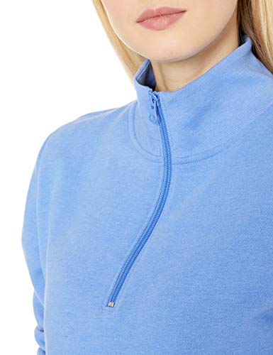 Amazon Essentials Women's Long-Sleeve Fleece Quarter-Zip Pullover Sweatshirt, Kangaroo Pocket (Available in Plus Size) - color: Blue Heather, size: Small