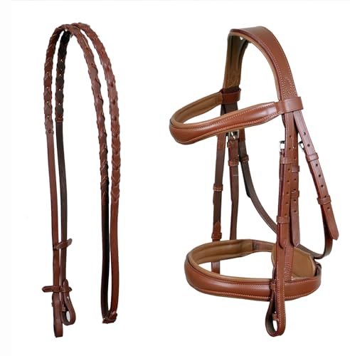 CHALLENGER Horse English All-Purpose Pleasure Brown Padded Leather Bridle Reins 803HI05LB-F