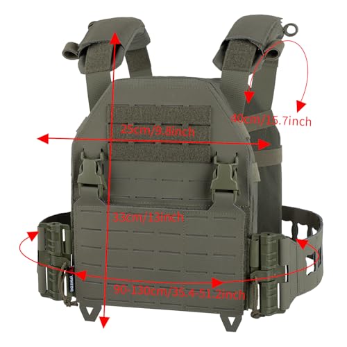 YAKEDA Tactical Training Vest with PALS System - Adjustable Straps Quick-Release Buckle for Hunting - color: Green