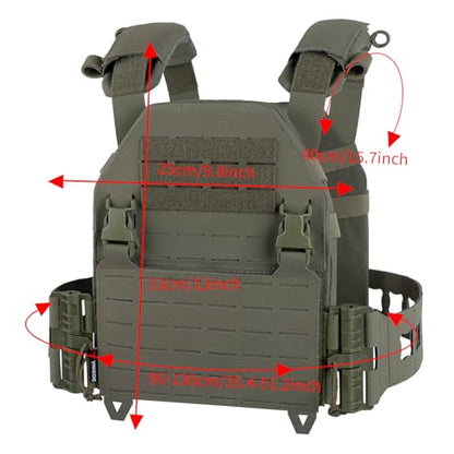 YAKEDA Tactical Training Vest with PALS System - Adjustable Straps Quick-Release Buckle for Hunting - color: Green