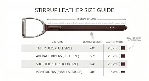 Harness Leather English Horse Riding Stirrups Straps Heavy Duty Adjustable SS Fittings Black & Brown 48-60 Inch Sizes - color: Brown, size: 54 inch