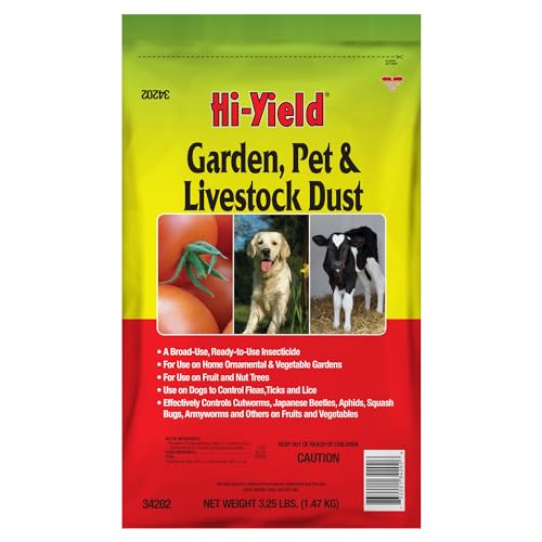 Hi-Yield (34202) Garden, Pet and Livestock Dust, 3.25 lbs | Carbaryl 5% dust - Kills garden, pet and livestock insects on contact, 3.25 lbs - Gardeners & pet owners - size: 3.25 lbs.