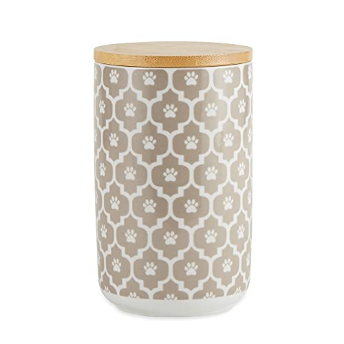 Bone Dry Lattice Collection Pet Bowl & Canister, Treat Canister, 4x6.5 inches, Stone (Pack of 6) - color: Stone, size: Treat Canister, 4 x 6.5 in (Pack of 6)