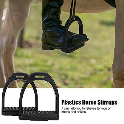 2 Pack High Strength Plastic Horse Stirrups with Non-Slip Rubber Pad - Lightweight Durable Riding Accessories for Knee/Ankle Stress Relief