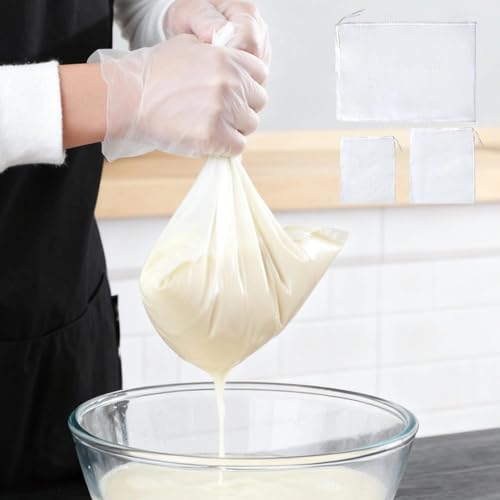 3 Pack Mesh Filter Bags Reusable for Nut Milk Juice Wine Vegetables Cold Brew Coffee Yogurt Tea Food Straining Kitchen Sack - color: White