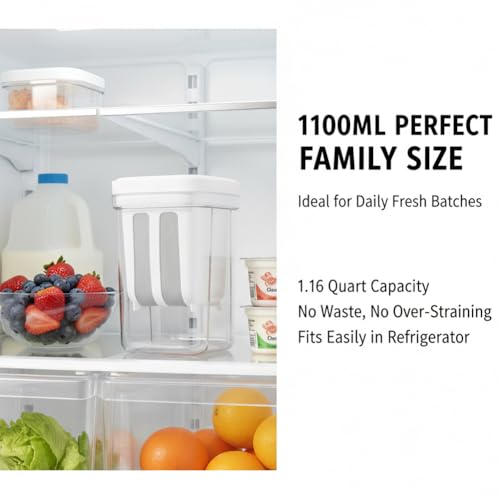 Yogurt Strainer,1100ml Greek Yogurt Strainer,with Stainless Steel Fine Mesh - color: 1100ml