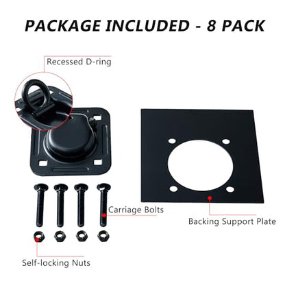 Lonffery 8 Pack Recessed D-Ring Tie Down Anchors (6,000 lb. Capacity) - size: 8 pack