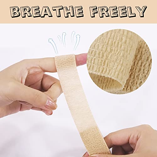 8 Pack 1 in x 5 Yards Cohesive Wrap Self Adhesive Bandage Wrap Elastic Self Adherent Wrap Self Stick Vet Tape for Athletic, Wrist, Ankle, Knees, Pets (Red) - color: Red, size: 1 Inch