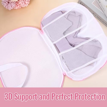 4 Pack Bra Laundry Bags for Washing Machine, Pink Bra Washing Bags for Laundry Fine Mesh, Washer Protector with Zipper Compatible with Women Delicates Underwear