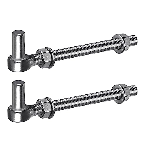 Insaga M16x 8'' J-Bolt Gate Hinge, 304 Stainless Steel J-Bolt Post Hinge for Farm Gate, 5/8" Male Pin J-Bolt Hinge for Chain Link Fence Gate, Gate Hinges for Metal Gates (2Pcs) - color: M16-8''-2PCS