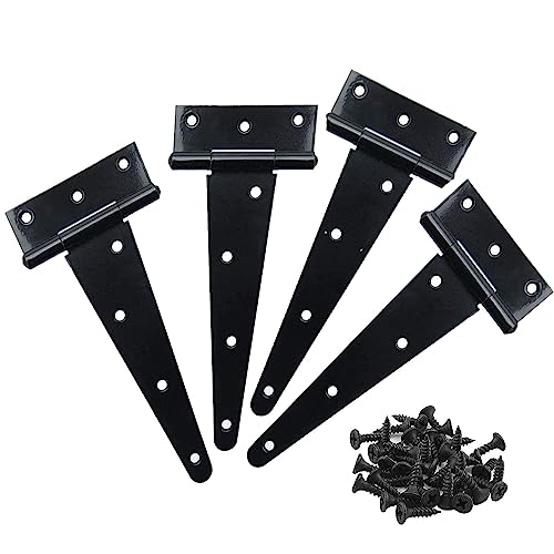 6 Inch T Strap Hinges 4 Pack, Heavy Duty Gate Hinges for Wood Fence