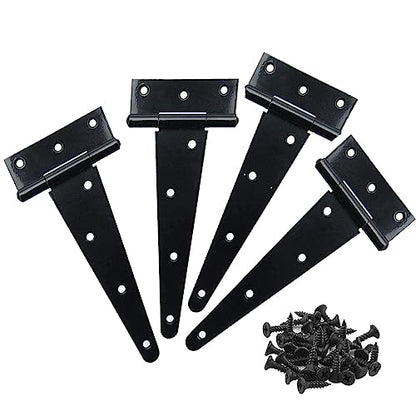 6 Inch T Strap Hinges 4 Pack, Heavy Duty Gate Hinges for Wood Fence