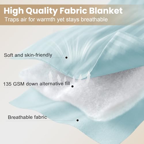 downluxe King Size Blanket with Satin Trim, Lightweight Down Alternative King Blanket for All Season, Machine Washable (Cool Blue, 108 x 90 Inch) - color: Cool Blue, size: King