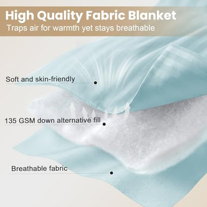 downluxe King Size Blanket with Satin Trim, Lightweight Down Alternative King Blanket for All Season, Machine Washable (Cool Blue, 108 x 90 Inch) - color: Cool Blue, size: King