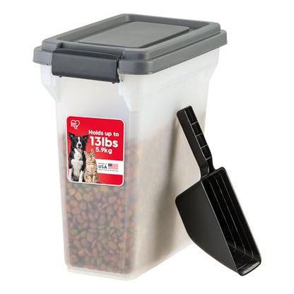 IRIS USA Dog Food Storage Container, Up to 13 lbs, Dark Gray, Made in USA | Includes 2-Cup Scoop, Airtight Seal, BPA-Free, Bird Seed, Cat food, Treats, Keeps Kibble Fresh, Pellets - color: Dark Gray/Clear, size: 13 lbs