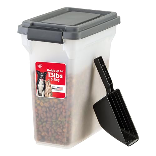 IRIS USA Dog Food Storage Container, Up to 13 lbs, Dark Gray, Made in USA - color: Dark Gray/Clear, size: 13 lbs
