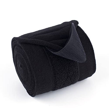 Horse Polo Wraps 2.5m Equestrian Leg Bandage Wrap Set of 4 Packs - color: Black - 2.5m