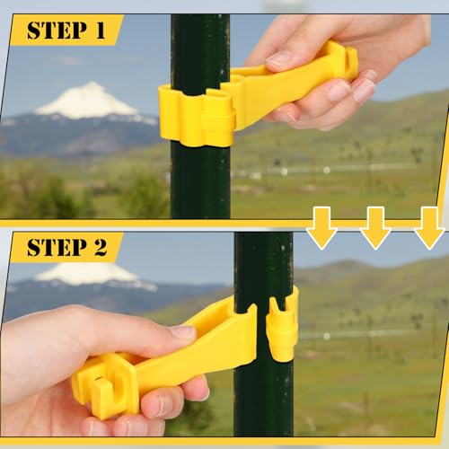 Outus 25pcs Reversed Extender Electric Fence TPost Insulators Snap, Yellow - color: Yellow