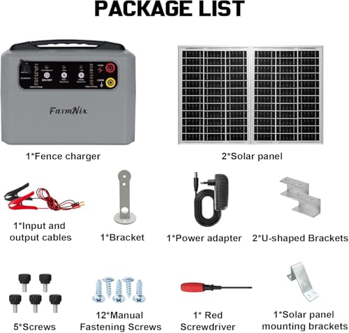 Solar Electric Fence Charger, 30 Mile 6-12KV 0.3-1.5J for Livestock