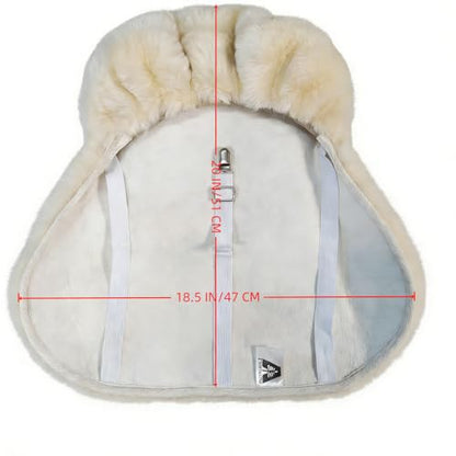 English-Style Sheepskin Saddle seat Cover, Genuine Sheepskin Saddle pad, Merino Sheepskin Saddle pad - color: Ivory White