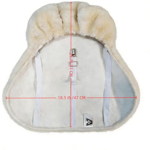 English-Style Sheepskin Saddle seat Cover, Genuine Sheepskin Saddle pad, Merino Sheepskin Saddle pad - color: Ivory White
