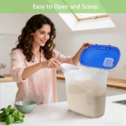 Large Rice Storage Container 15-20 Lbs, Tall Flour Container Dry Food Bin - color: Sapphire Blue