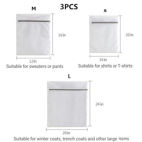 3Pcs Mesh Laundry Bags with Sturdy Zipper,washing Bags for Washing Delicates,Protect Clothes in Washing Machine for Home, College & Dorm (Large+Medium+Small) - size: Large+Medium+Small
