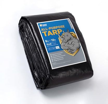 GUARD SHIELD Tarps Heavy Duty Waterproof 8x10 Feet Black Poly Tarp Cover Outdoor Thick UV Resistant Tarpaulin with Grommets 10mil - color: Black, size: 8x10