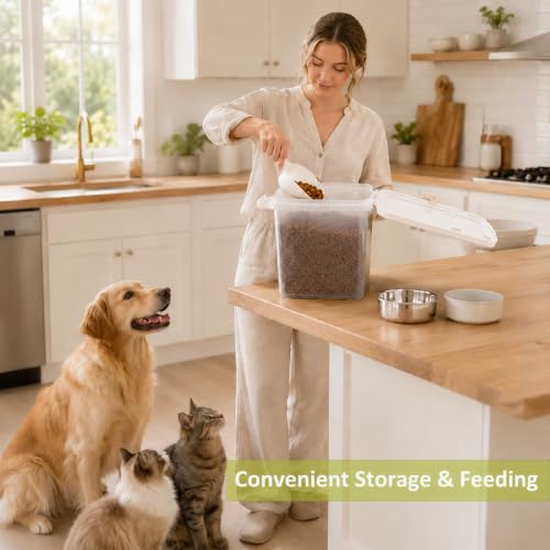 5-10 Lbs Airtight Cat Dog Food Storage Container, 8QT Compact Pet Food Bin - color: Bright White