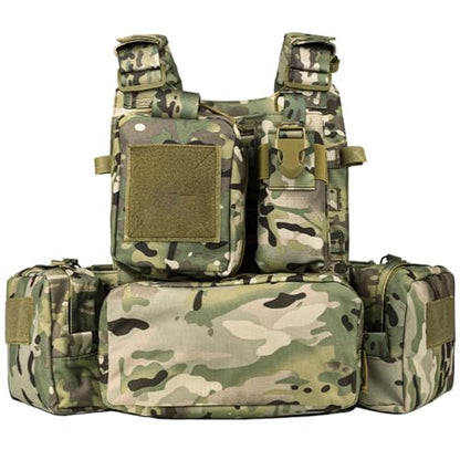 YAKEDA Tactical Training Vest with PALS System - Multi-Pocket Adjustable Straps Quick-Release Buckle for Hunting - color: Camou2.0