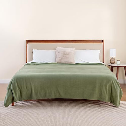 Berkshire Blanket Microfleece King Size Bed Blanket Dark Sage Green, Lightweight Soft Breathable Plush Micro Fleece Blanket for Bed Couch Sofa, 90x108 Inches - color: Dark Sage Green, size: King/Cal King