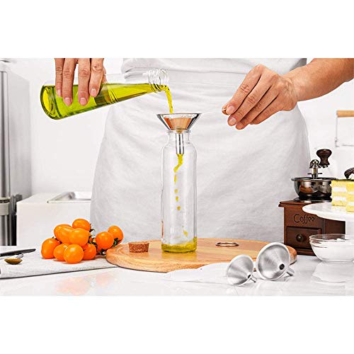 Small Funnels for Filling Bottles, 3 Pcs Stainless Steel Kitchen Funnel Set, Food Grade Mini Metal Funnel for Transferring Essential Oils, Liquid, Fluid, Dry Ingredients & Powder, Durable and Dishwash - size: 3 Pack (2.95" + 2.16" + 1.77")